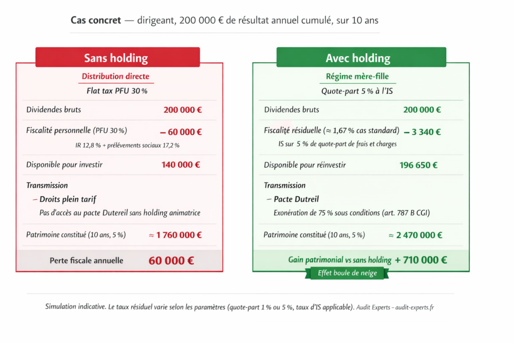 comparatif avec ou sans holding