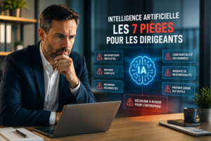 Dirigeant utilisant l’intelligence artificielle face aux 7 principaux pièges de l’IA en entreprise