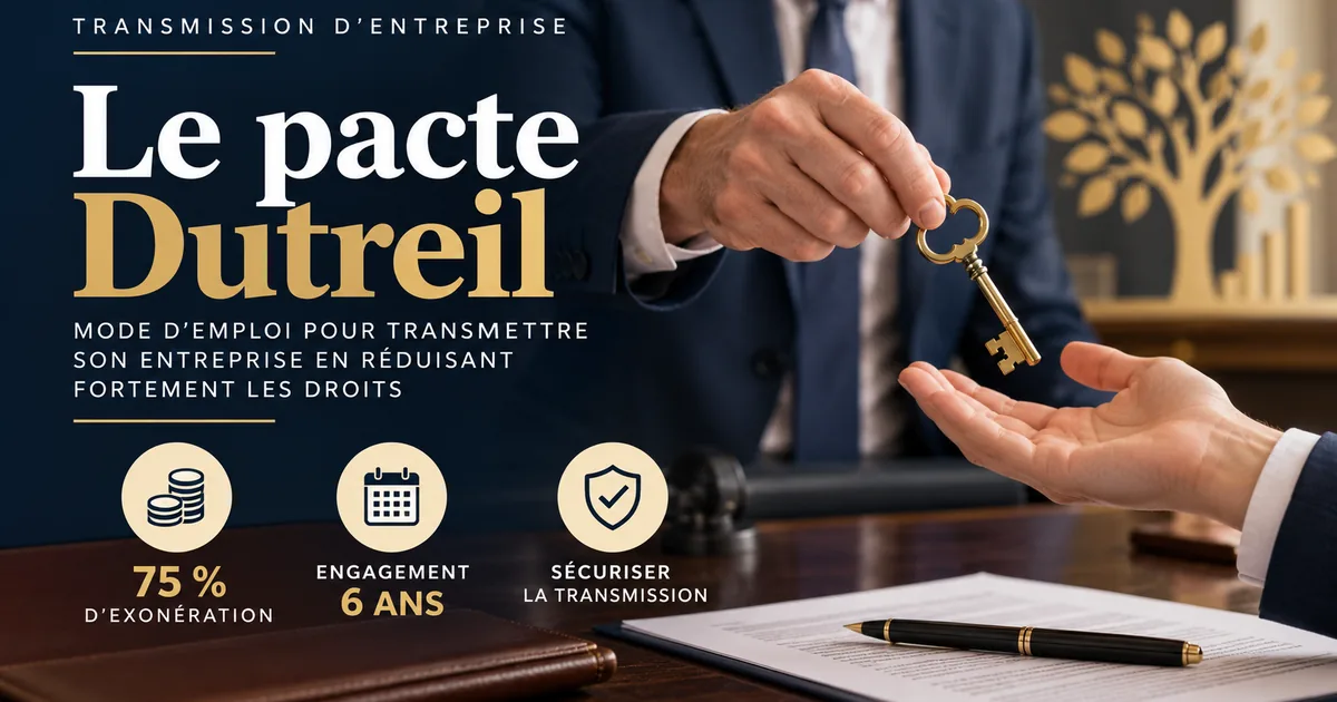 Pacte Dutreil : transmettre son entreprise avec 75 % d'exonération et un engagement de conservation de six ans