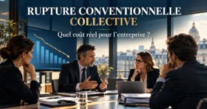 Rupture conventionnelle collective : réunion de direction sur le coût réel des départs pour l’entreprise
